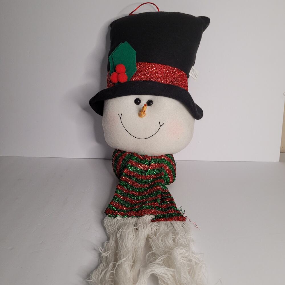 Festive Plush Snowman Head Christmas Decoration